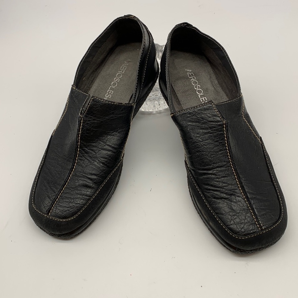 Aerosoles Black Leather Loafers size 6.5